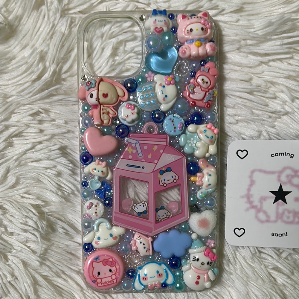 Handmade iPhone 14 Plus Junk Case Cinnamoroll Hello Kitty Kawaii Coquette Y2K